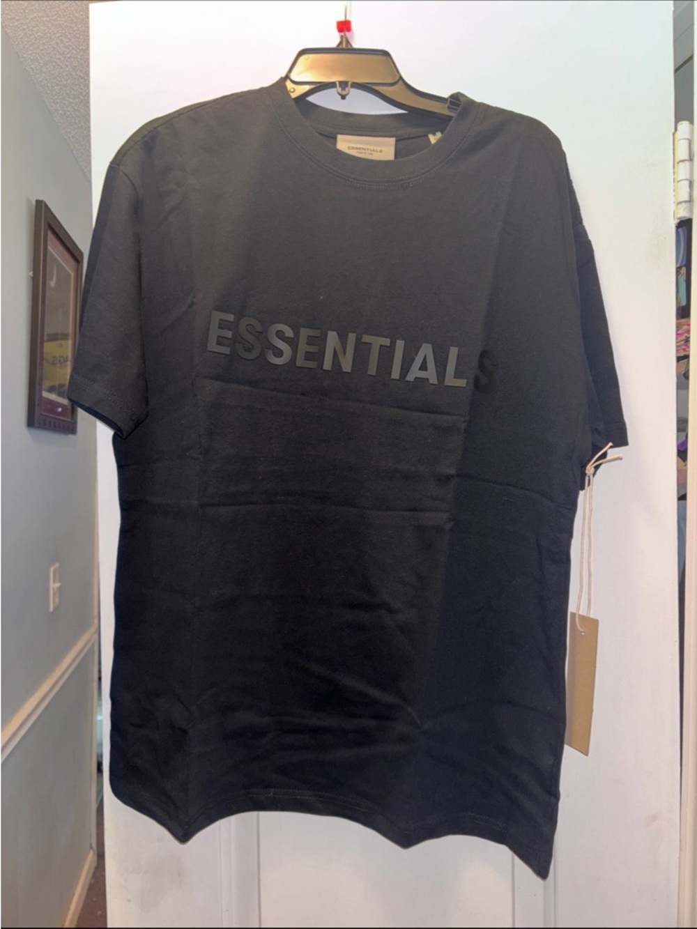 Essentials Black Crewneck T-Shirt with Tonal Logo